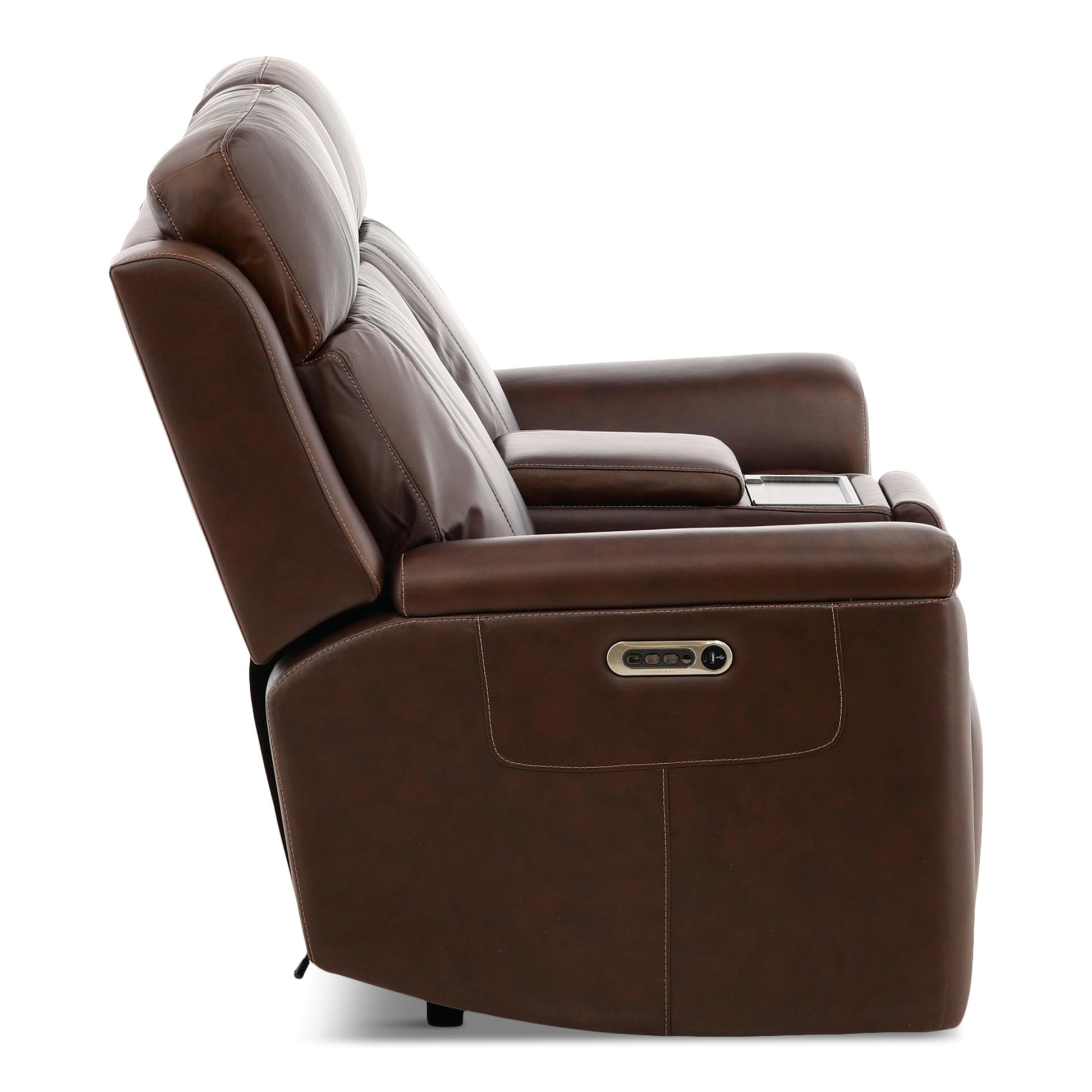 Adrian Leather Power Reclining Console Loveseat