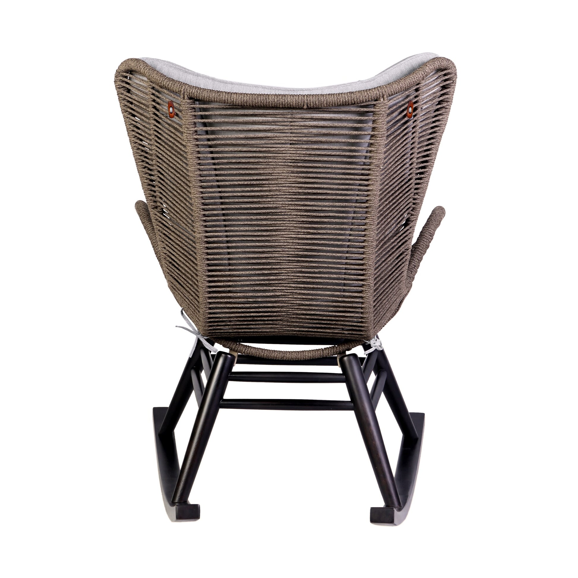 Fanny Outdoor Patio Rocking chair in Dark Eucalyptus Wood and Truffle Rope