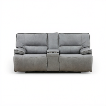 Bozeman II Leather Power Reclining Console Loveseat Storm