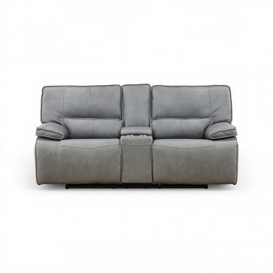 Bozeman II Leather Power Reclining Console Loveseat Storm