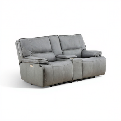 Bozeman II Leather Power Reclining Console Loveseat