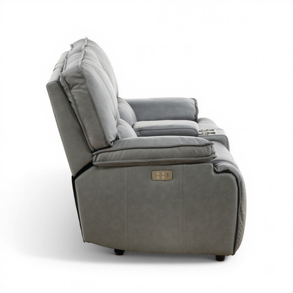 Bozeman II Leather Power Reclining Console Loveseat