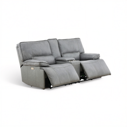 Bozeman II Leather Power Reclining Console Loveseat