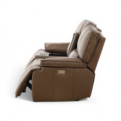 Bozeman II Leather Power Reclining Console Loveseat