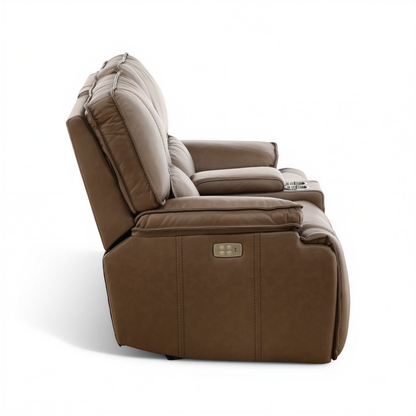 Bozeman II Leather Power Reclining Console Loveseat