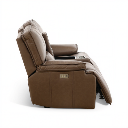 Bozeman II Leather Power Reclining Console Loveseat