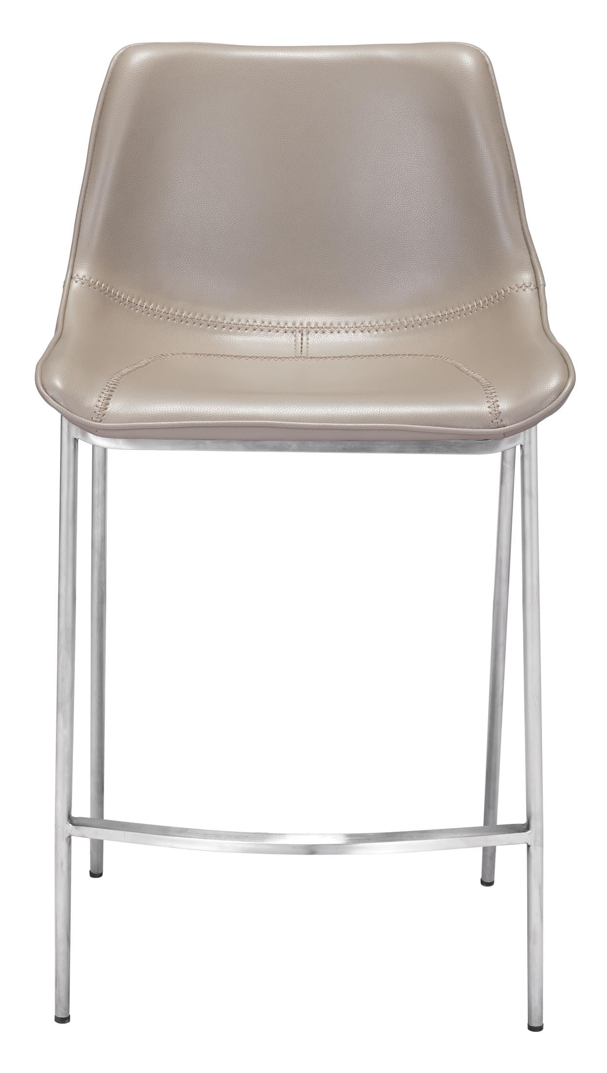 Magnus Counter Stool (Set of 2) Brown & Silver