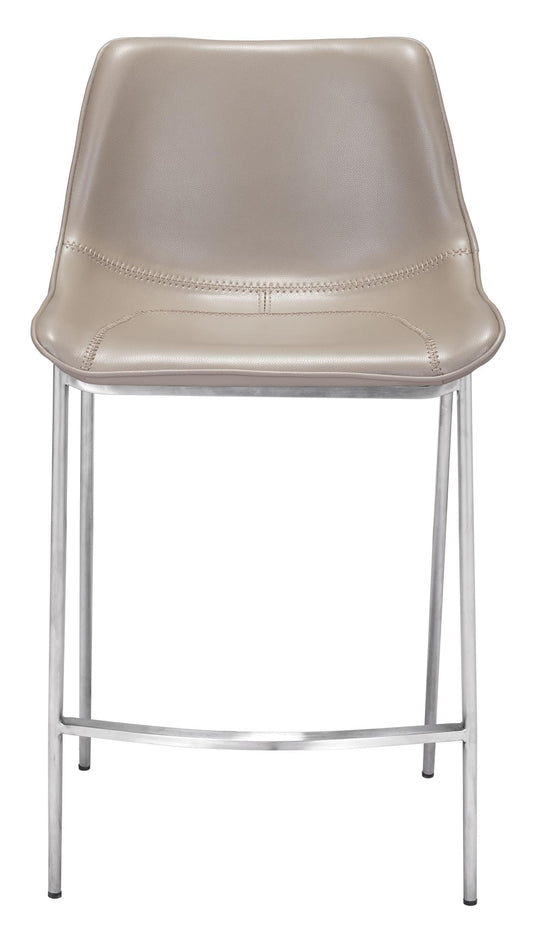 Magnus Counter Stool (Set of 2) Brown & Silver