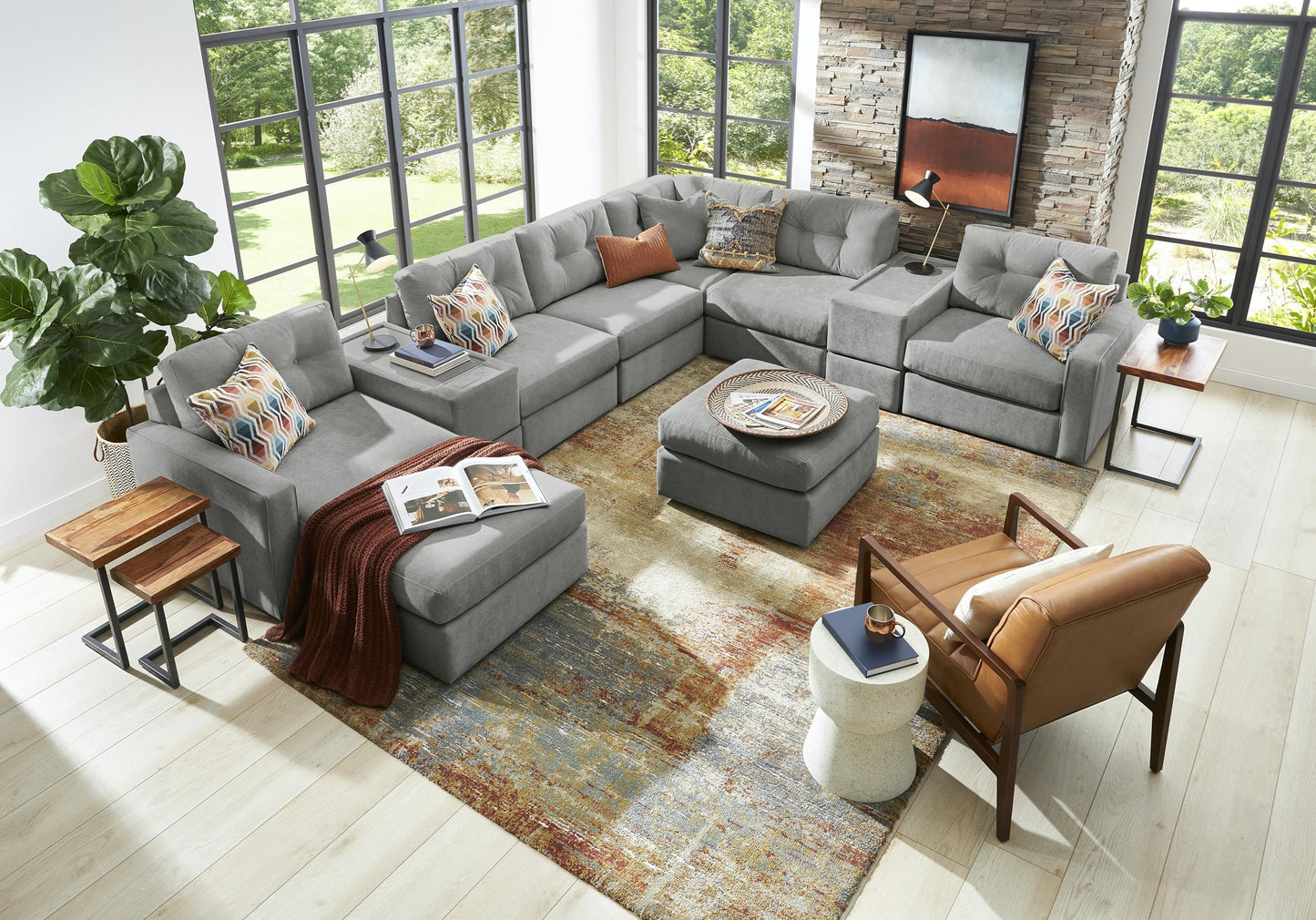 Modular One Left Facing 8-Piece Sectional - Granite