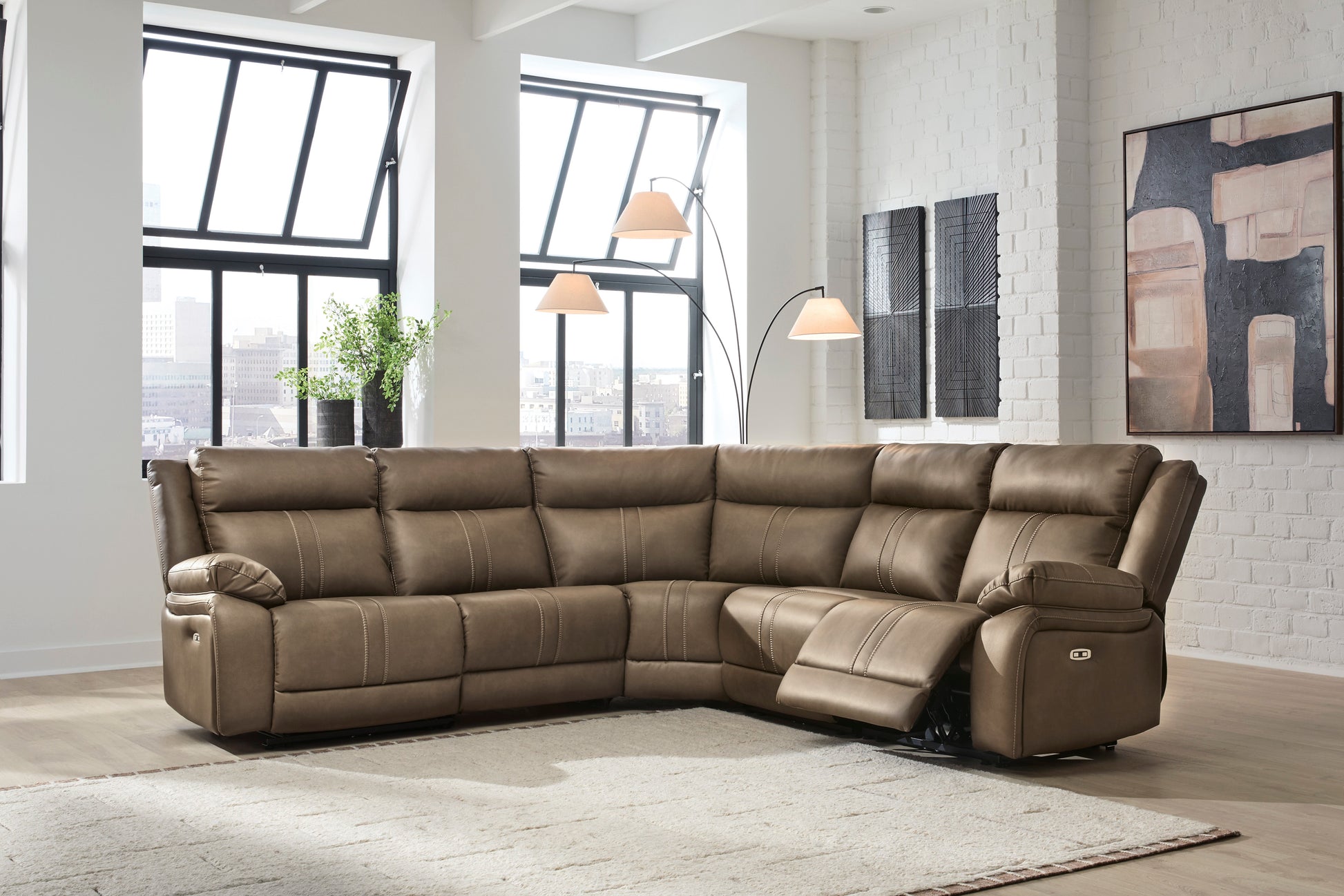 Ashley Max-Media 5-Piece Dual Power Reclining Modular Sectional with 2 Reclining Seats