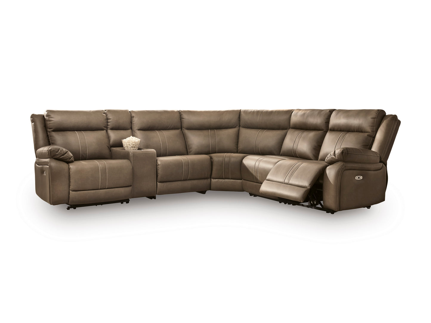 Ashley Max-Media 6-Piece Dual Power Reclining Modular Sectional with Audio Console and 2 Reclining Seats