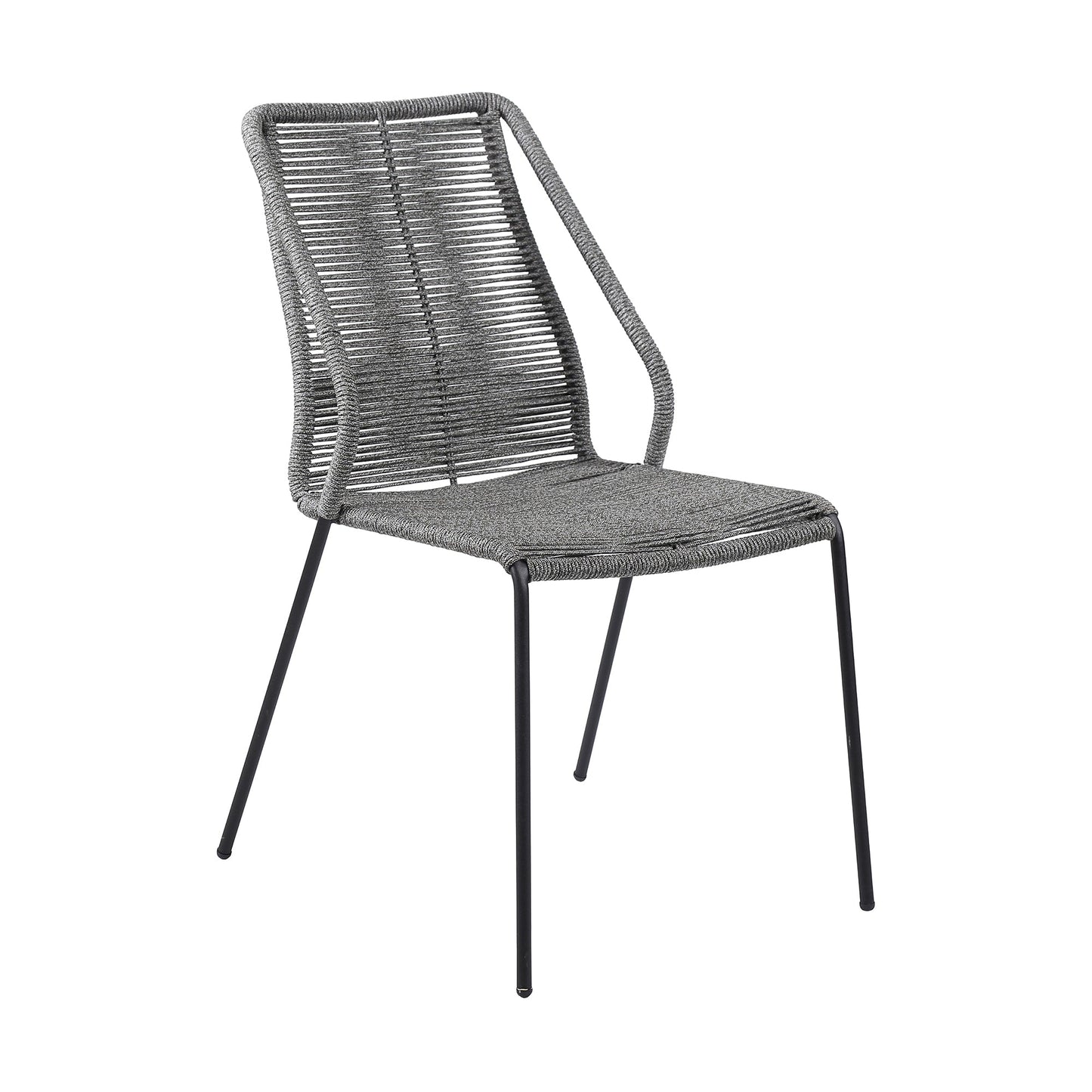 Clip Indoor Outdoor Stackable Steel Dining Chair with Gray Rope (Set o