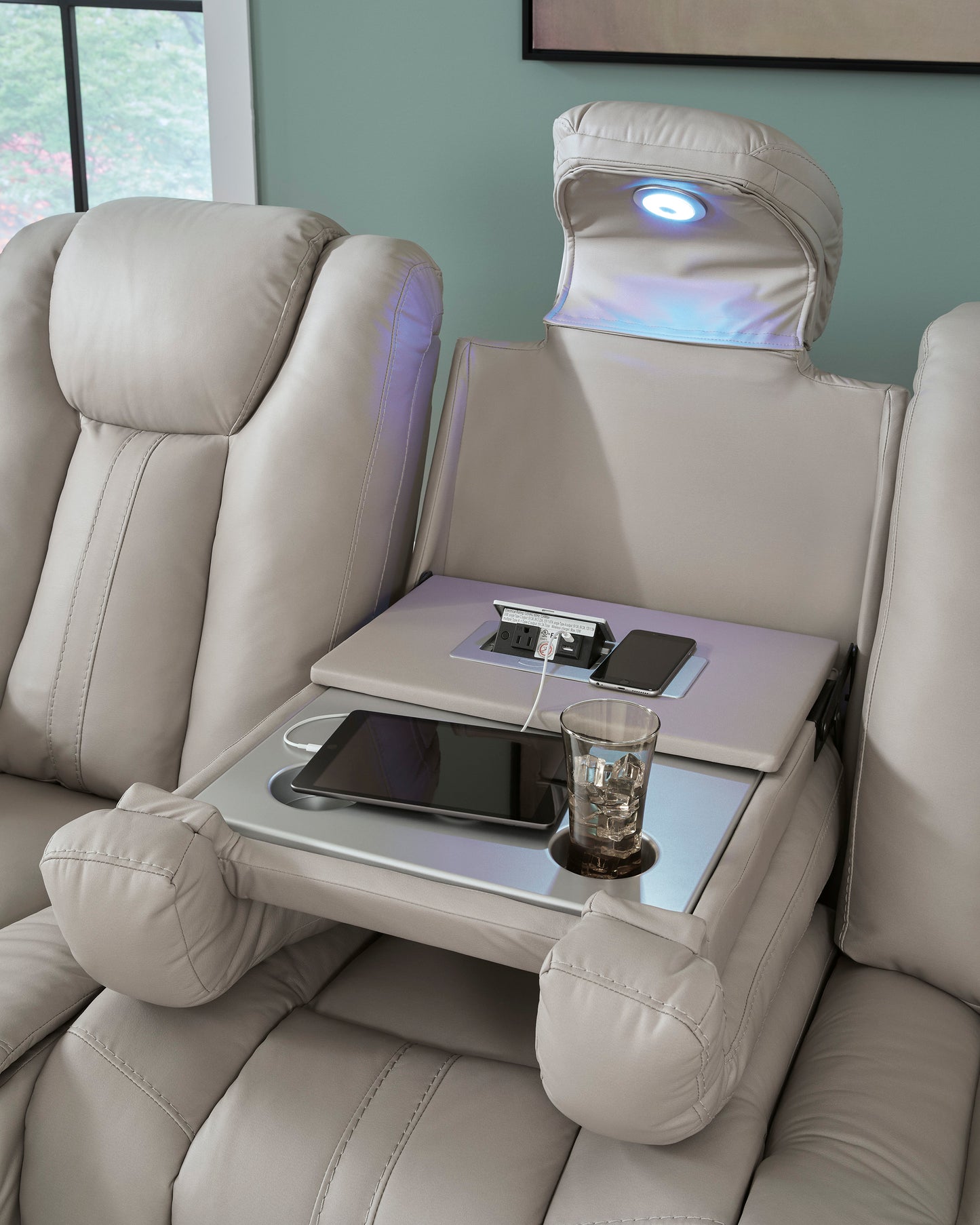 Next Move Reclining Sofa with Drop-Down Table