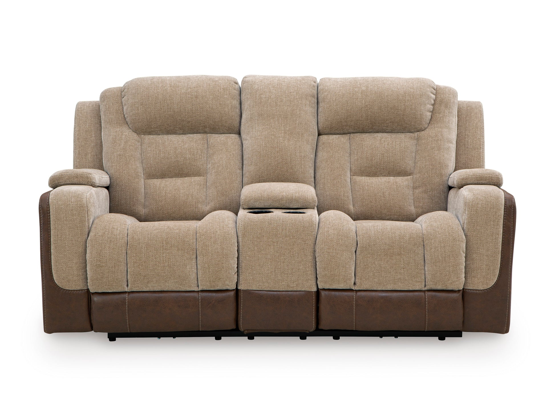 Ashley Ultimax Dual Power Reclining Loveseat with Console Brownstone