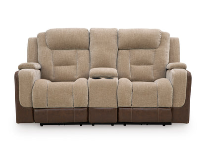 Ashley Ultimax Dual Power Reclining Loveseat with Console Brownstone