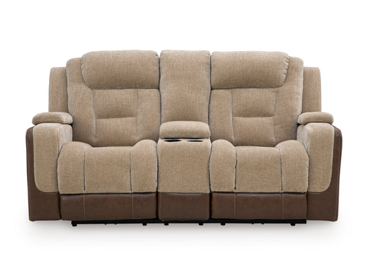 Ashley Ultimax Dual Power Reclining Loveseat with Console Brownstone