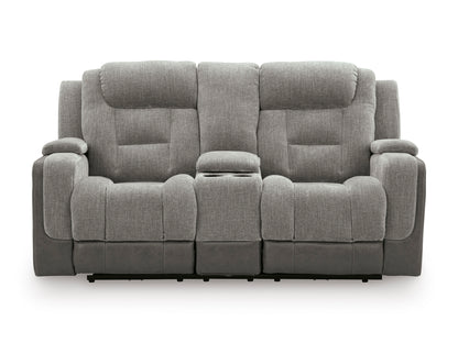 Ashley Ultimax Dual Power Reclining Loveseat with Console Shadow