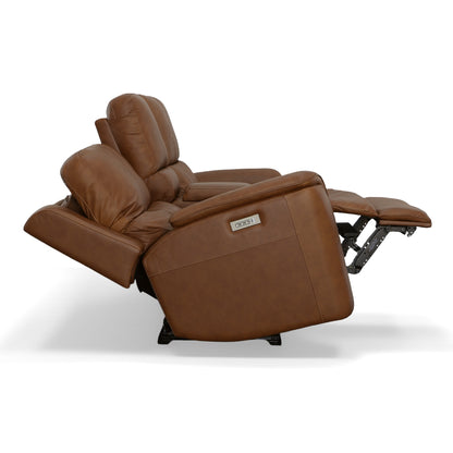 Carmen Leather Power Reclining Loveseat with Console