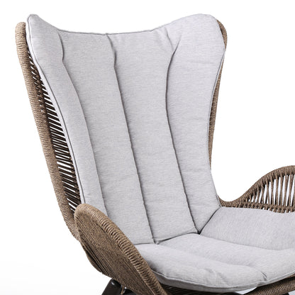 King Indoor Outdoor Lounge Chair in Dark Eucalyptus Wood with Truffle 