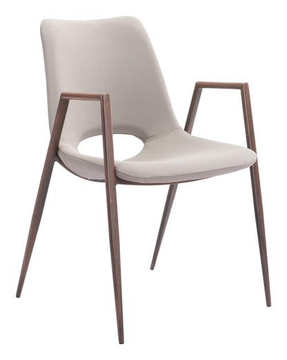 Desi Dining Chair (Set of 2) Beige & Walnut