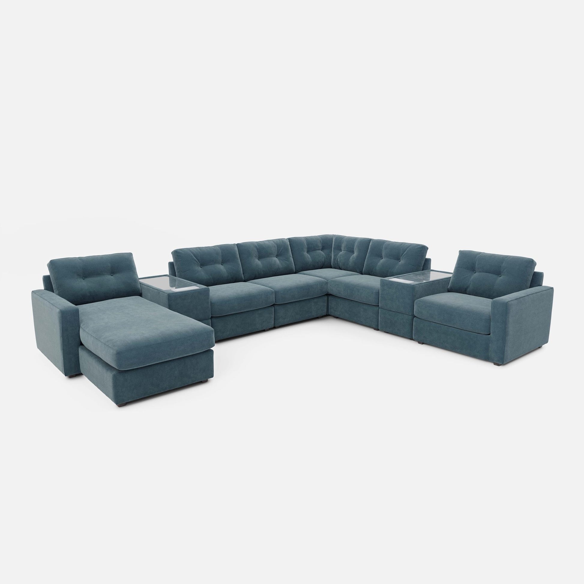 Modular One Left Facing 8-Piece Sectional - Teal