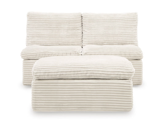 Ashley Canefield 3-Piece Armless Chairs with Ottoman Set