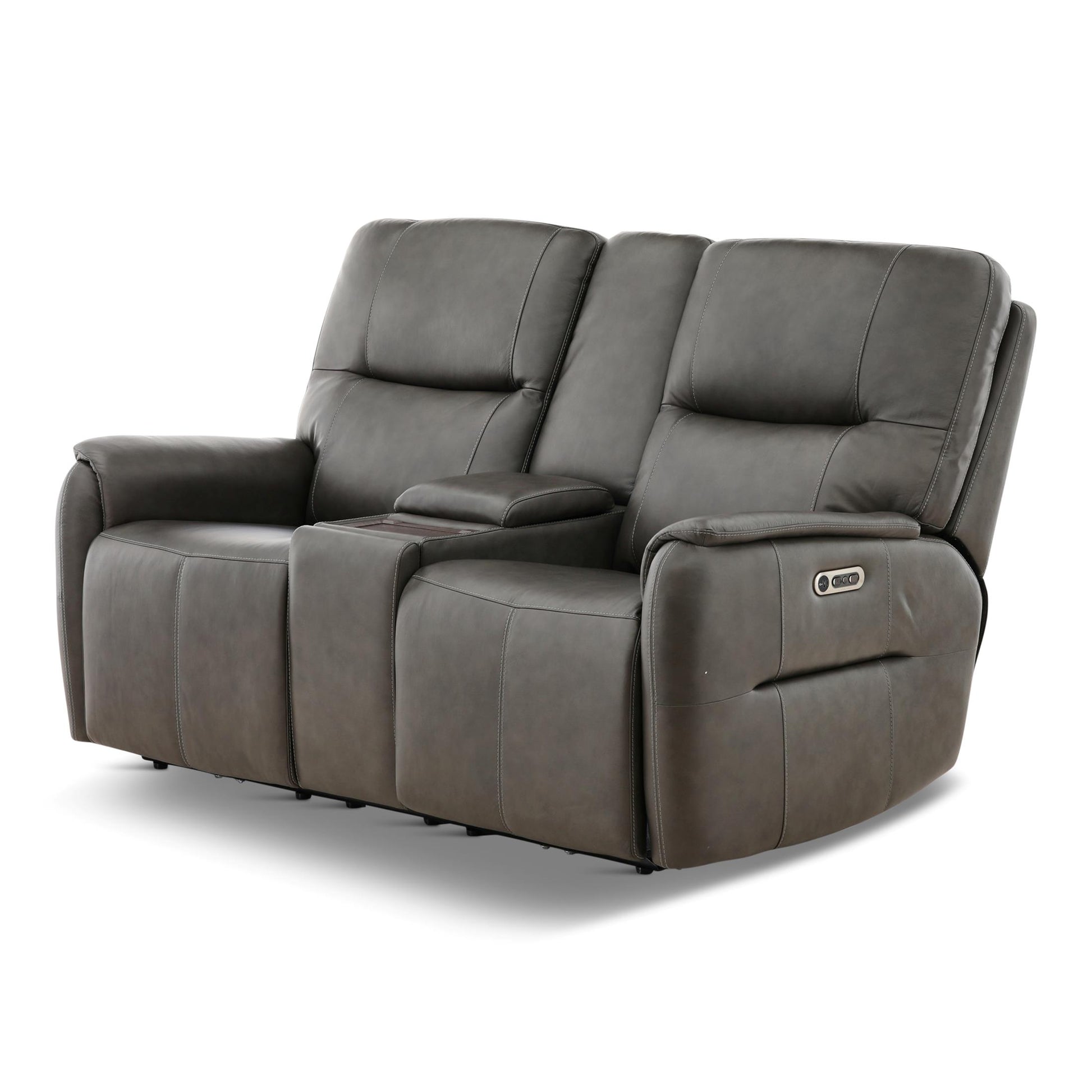 Walker Leather Power Reclining Console Loveseat