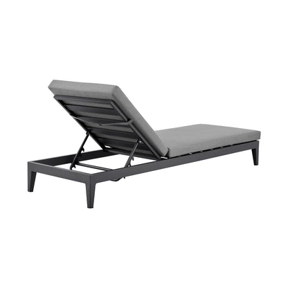 Argiope Outdoor Patio Adjustable Chaise Lounge Chair in Aluminum with Gray Cushions