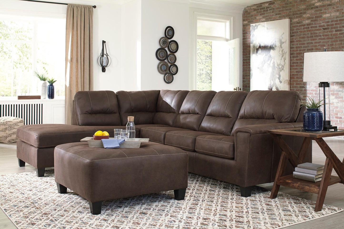 Navi 2-Piece Chestnut Sleeper Sectional with Chaise