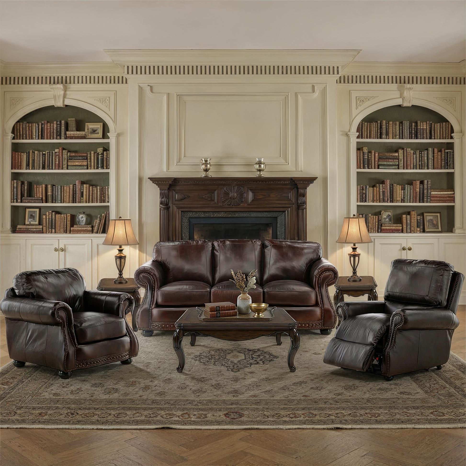 Leonard Leather Ottoman