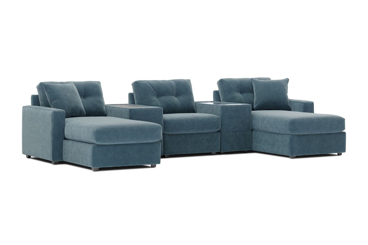 Modular One 5-Piece Theater Sectional with E-Console - Teal