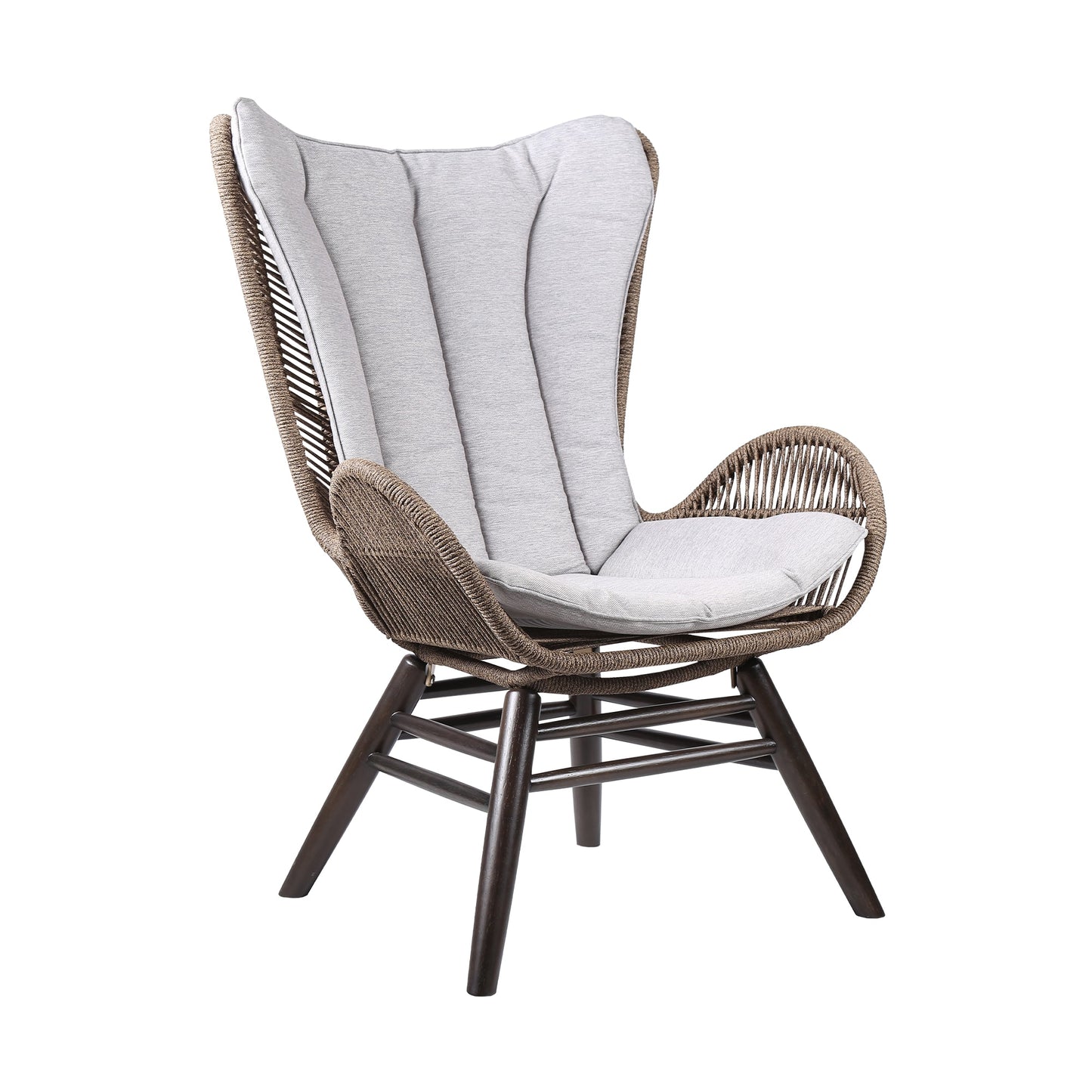 King Indoor Outdoor Lounge Chair in Dark Eucalyptus Wood with Truffle 