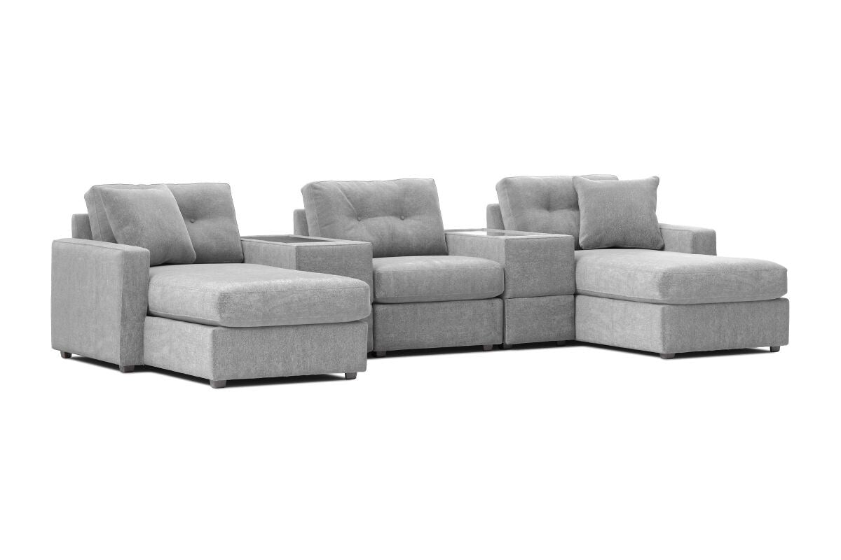 Modular One 5-Piece Theater Sectional with E-Console - Granite