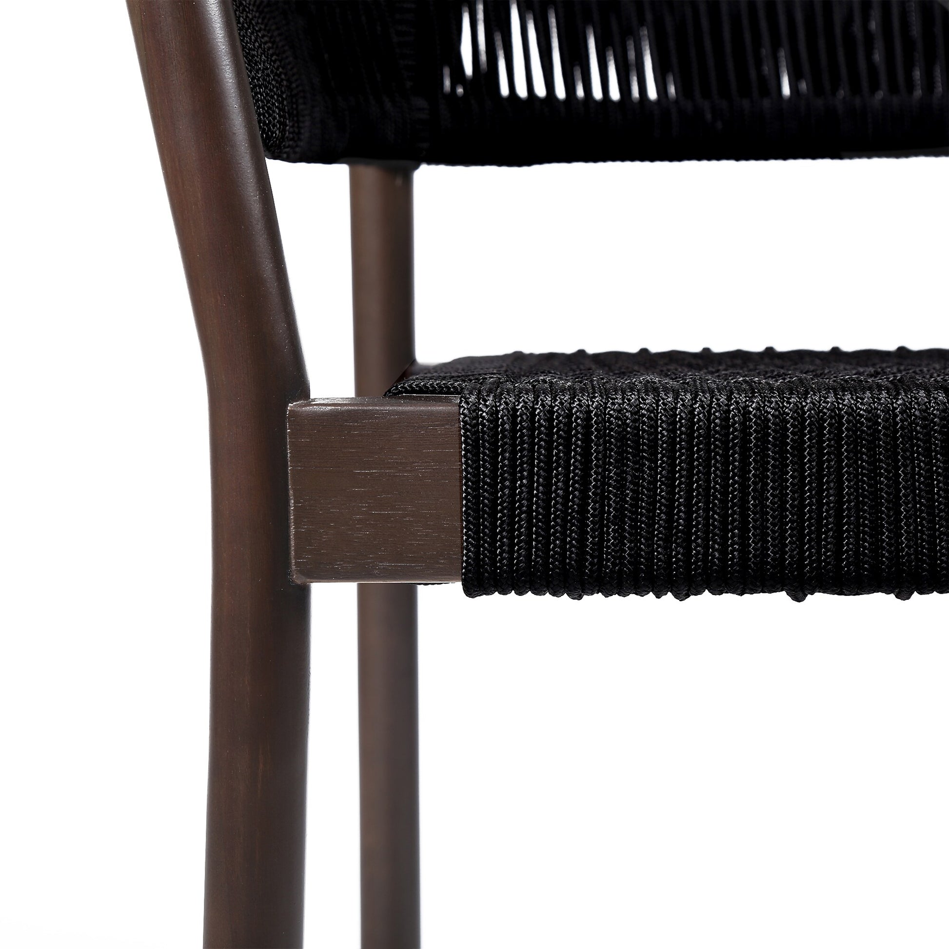 Doris Indoor Outdoor Dining Chair in Dark Eucalyptus Wood with Black R