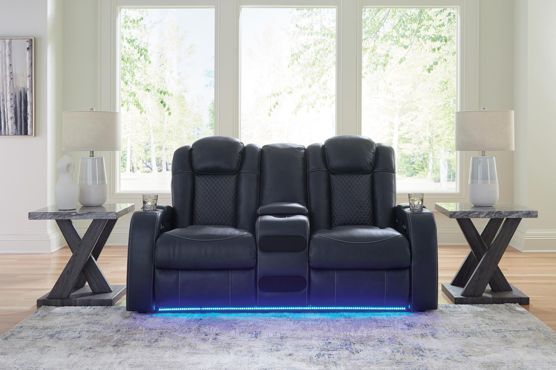 Fyne-Dyme Dual Power Reclining Loveseat with Console