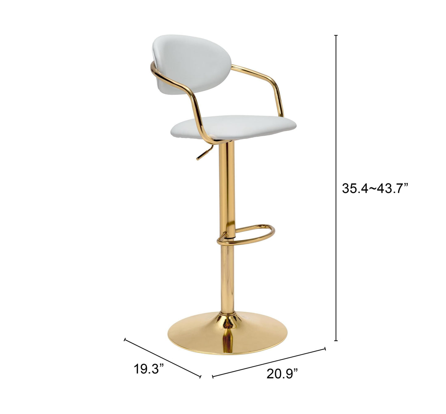 Gusto Barstool White & Gold