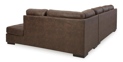 Maderla 2-Piece Walnut Sectional with Chaise