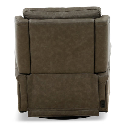Eddystone Leather Power Swivel Glider Recliner with ZeroGravity