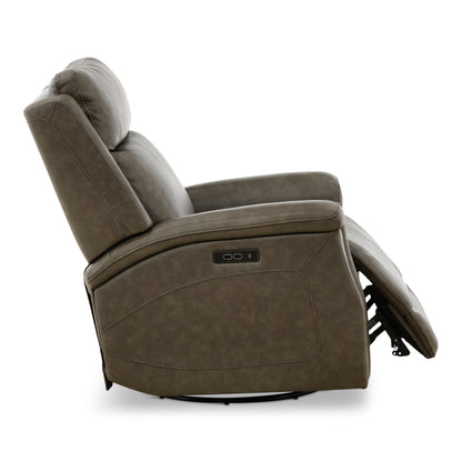 Eddystone Leather Power Swivel Glider Recliner with ZeroGravity