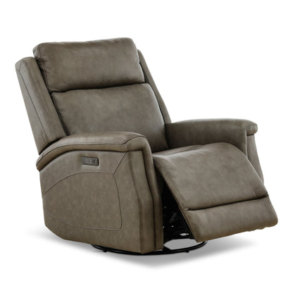 Eddystone Leather Power Swivel Glider Recliner with ZeroGravity