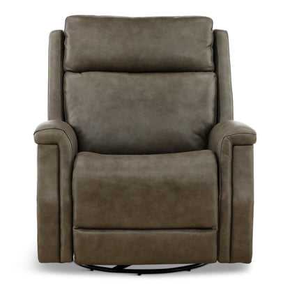 Eddystone Leather Power Swivel Glider Recliner with ZeroGravity