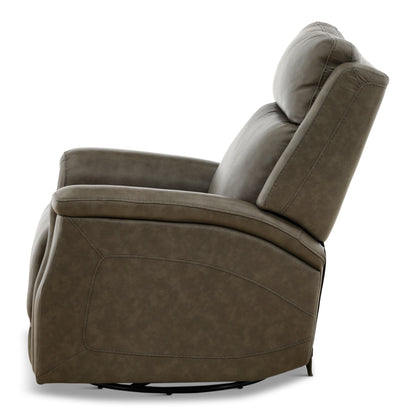 Eddystone Leather Power Swivel Glider Recliner with ZeroGravity