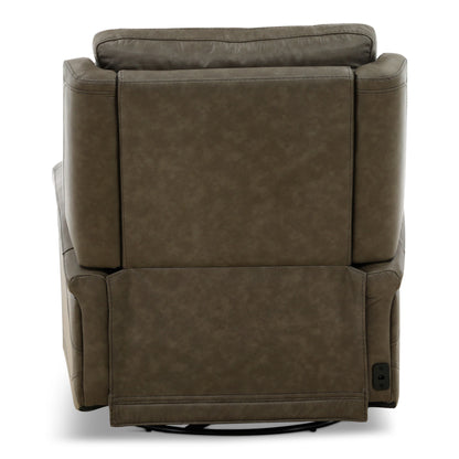 Eddystone Leather Power Swivel Glider Recliner with ZeroGravity