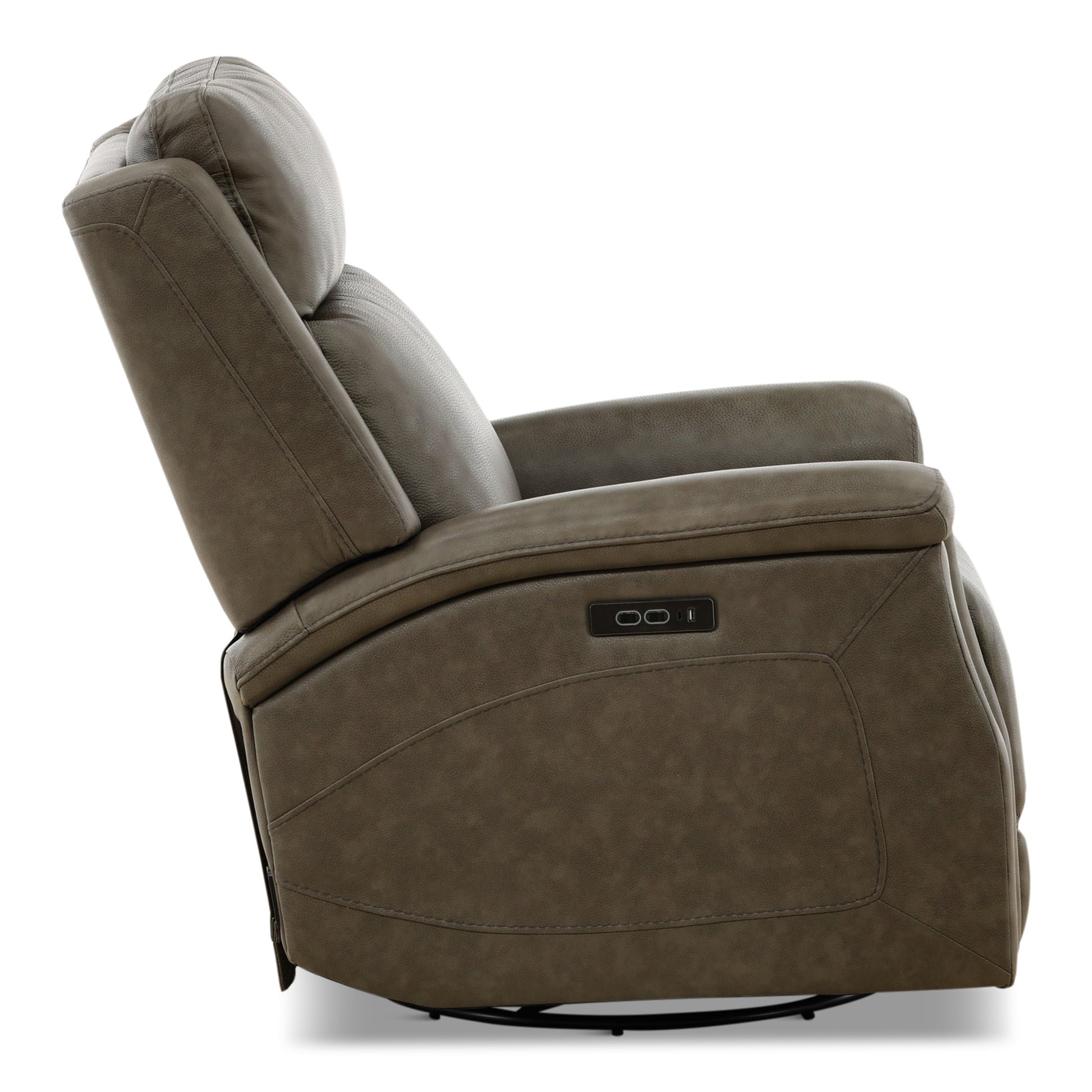 Eddystone Leather Power Swivel Glider Recliner with ZeroGravity