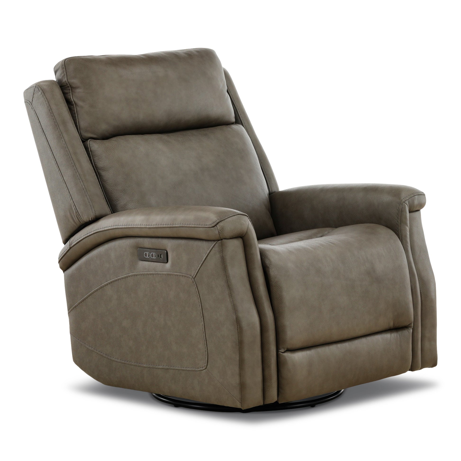 Eddystone Leather Power Swivel Glider Recliner with ZeroGravity