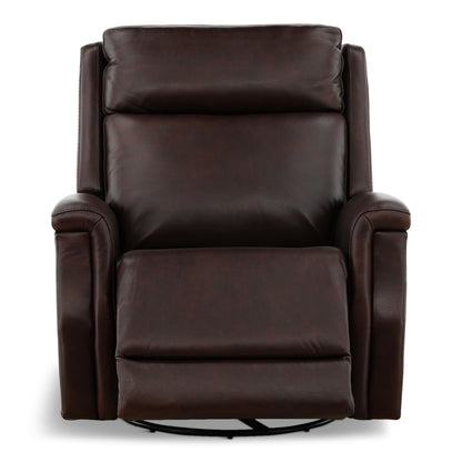 Eddystone Leather Power Swivel Glider Recliner with ZeroGravity