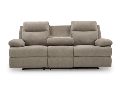 Tarrant Reclining Sofa with Drop Down Table Mocha