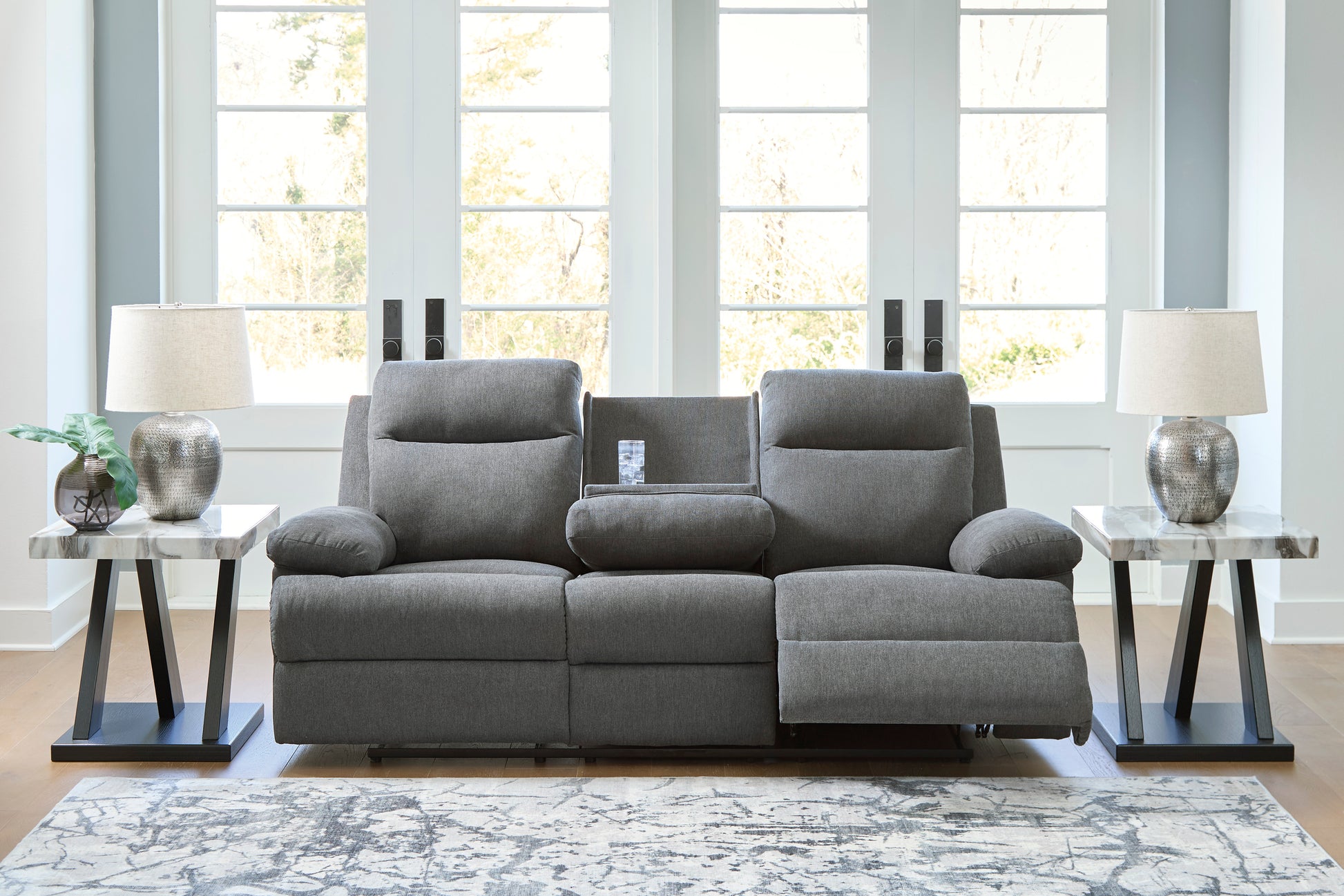 Tarrant Reclining Sofa with Drop Down Table