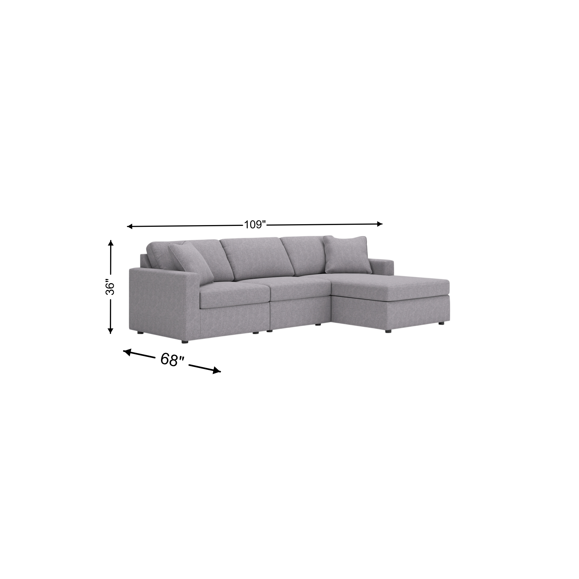 Ashley Modmax 3-Piece Next-Gen Nuvella™ Performance Fabric Modular Sofa Chaise