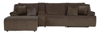 Ashley Top Tier 4-Piece Reclining Sectional with Chaise Chocolate Left-Facing